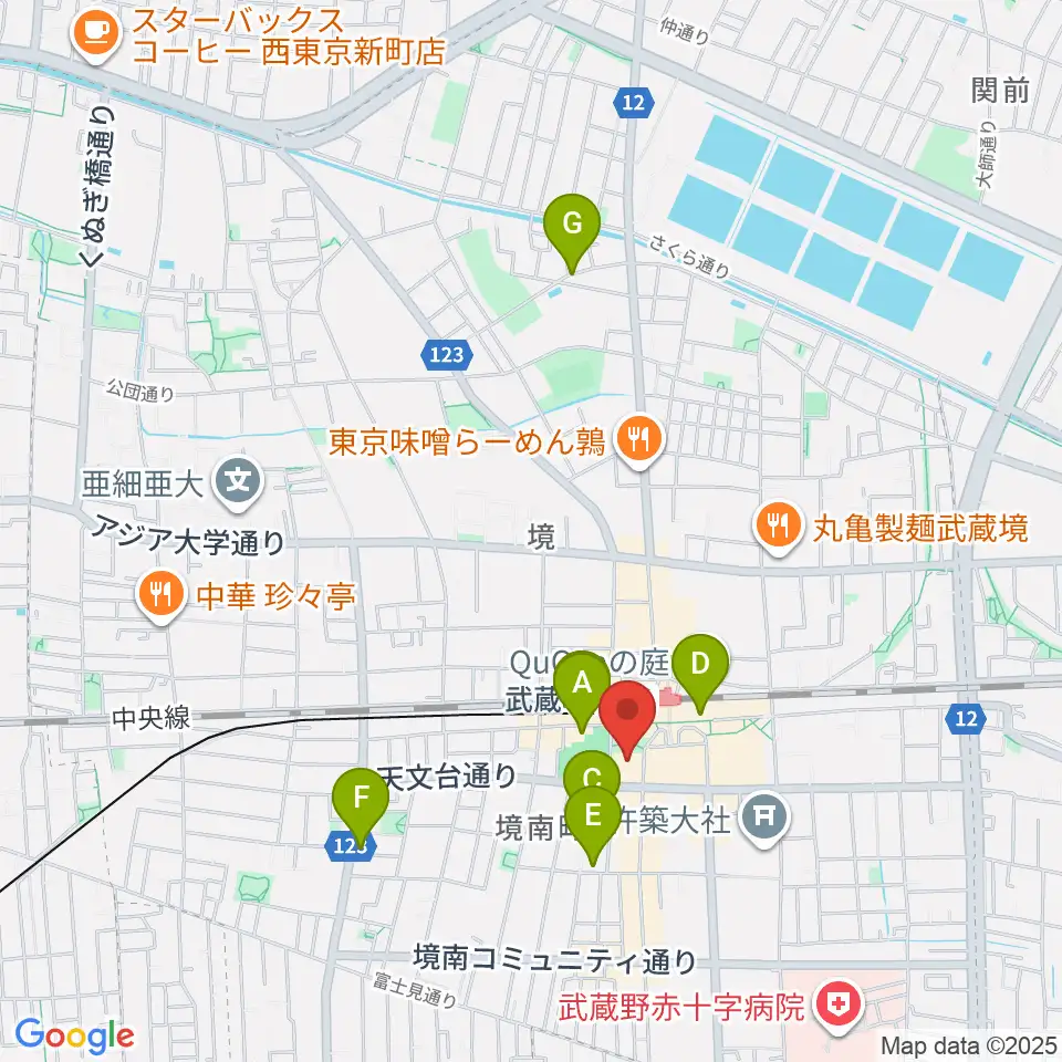 武蔵野プレイス周辺のホテル一覧地図