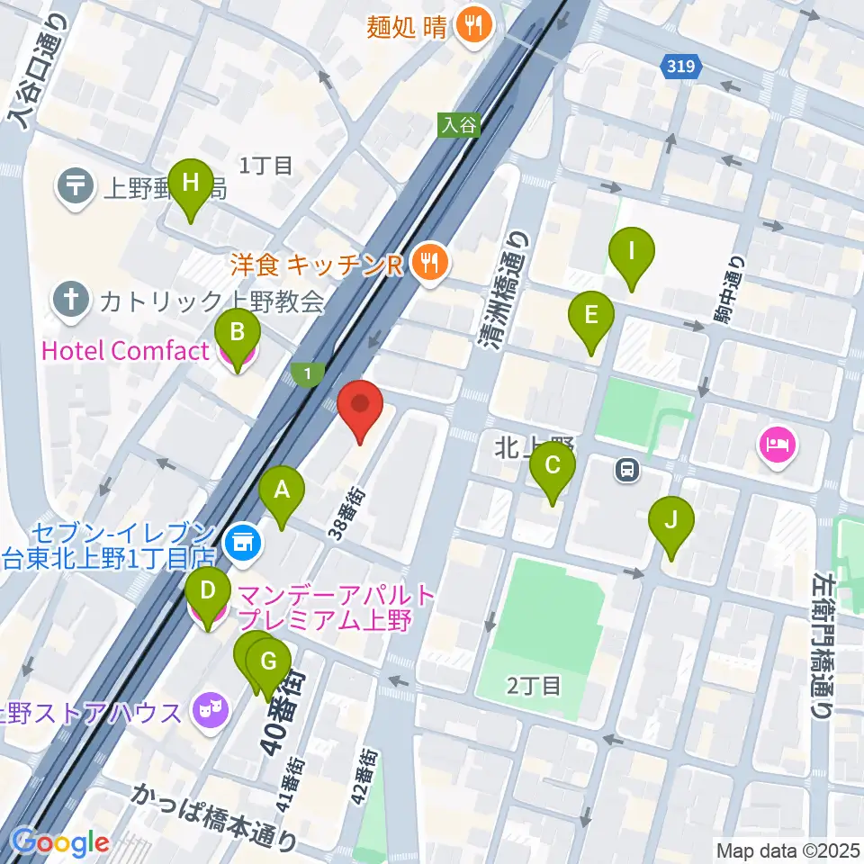 ホムラサウンド上野スタジオ周辺のホテル一覧地図