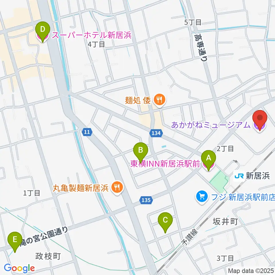 あかがねミュージアム周辺のホテル一覧地図