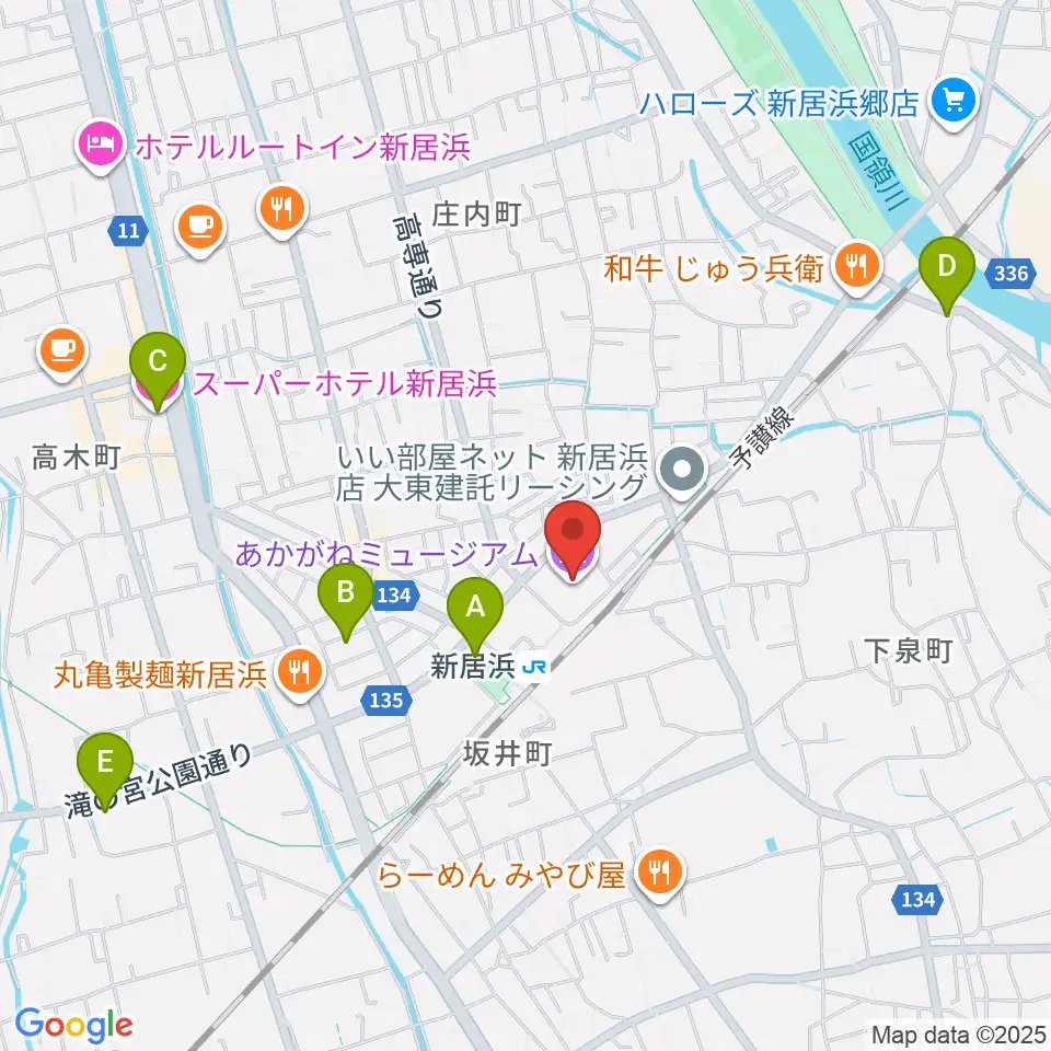 あかがねミュージアム周辺のホテル一覧地図