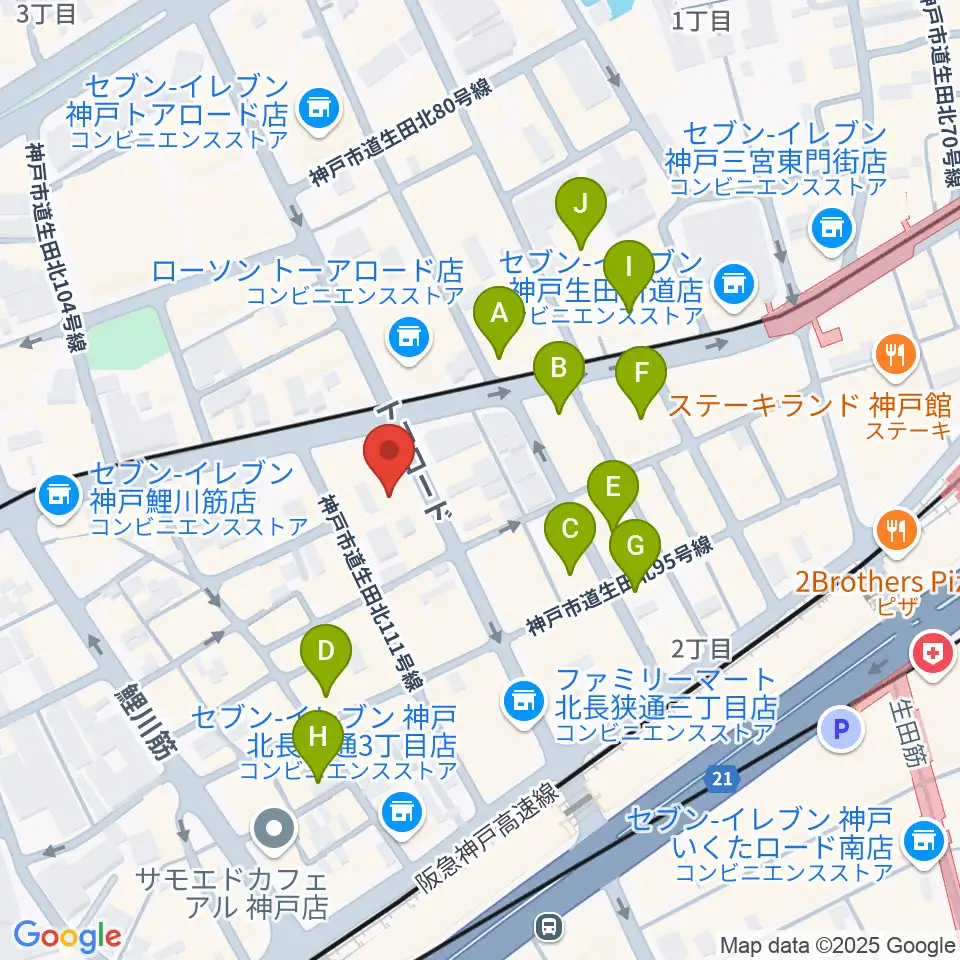 神戸へラバラウンジ周辺のホテル一覧地図
