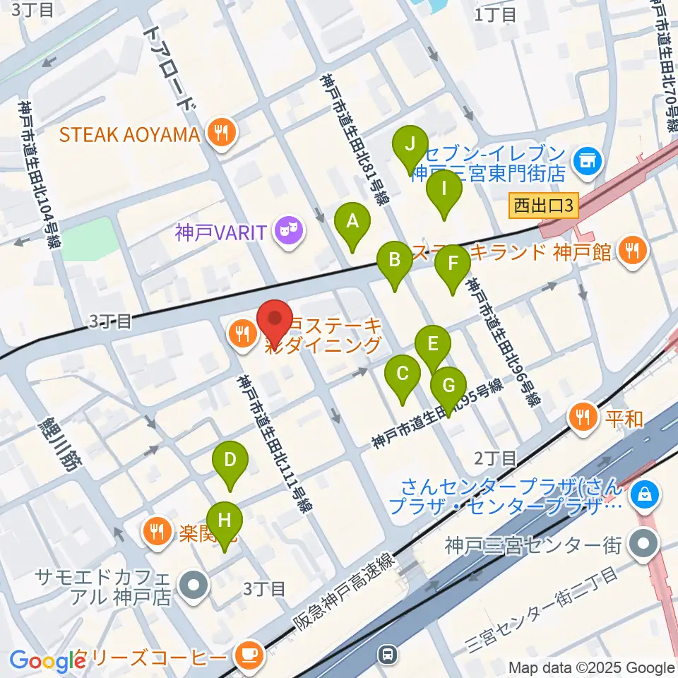 神戸へラバラウンジ周辺のホテル一覧地図