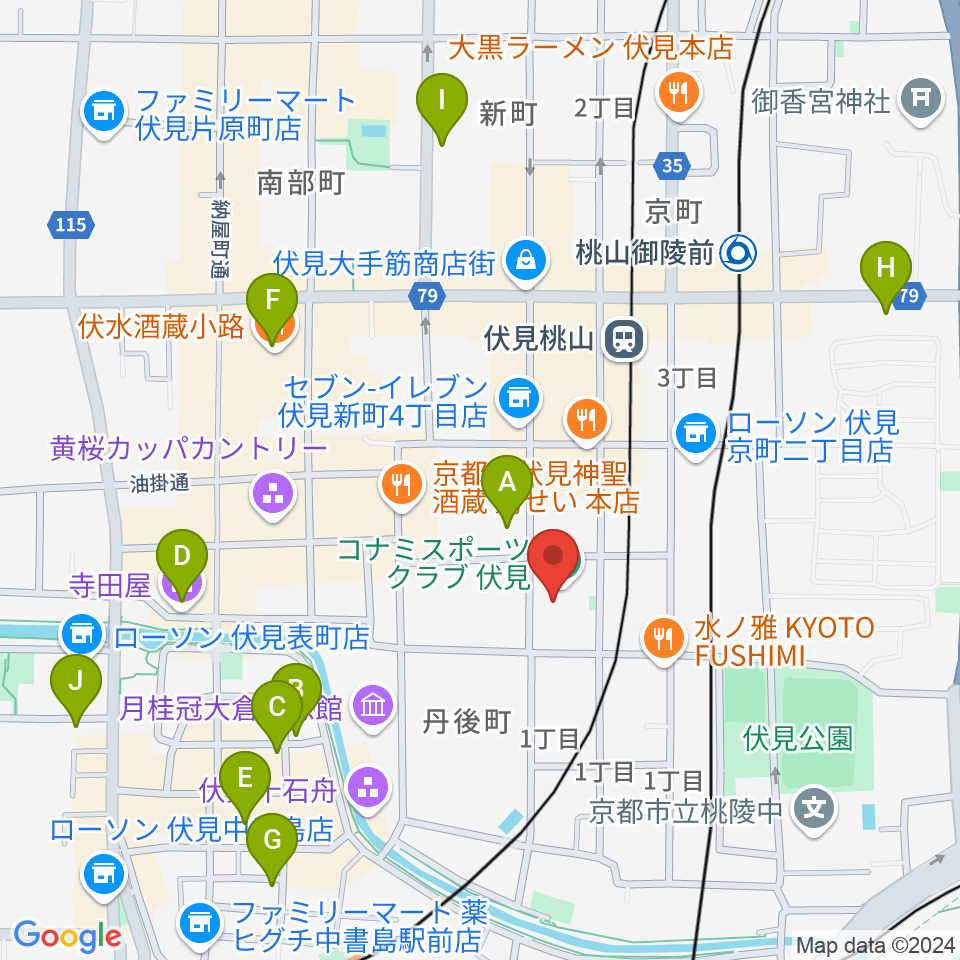 ユニスタイル京都伏見 若林楽器店周辺のホテル一覧地図