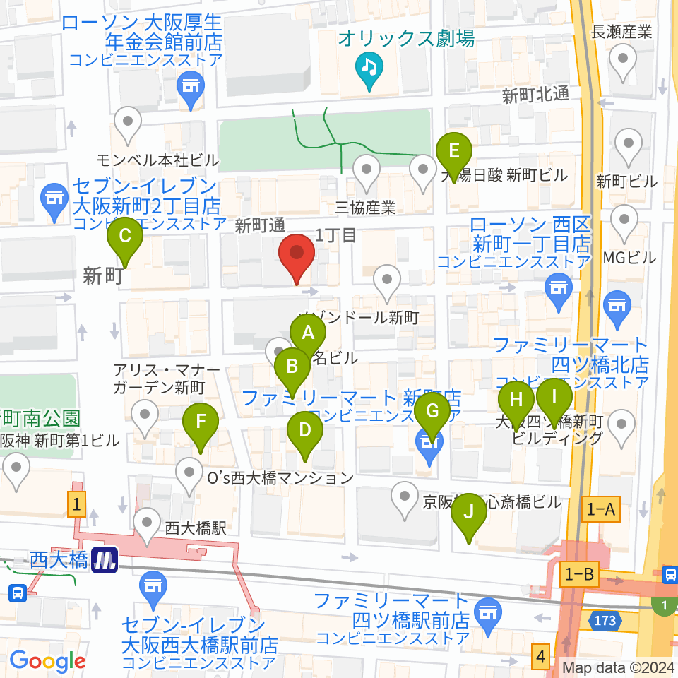 大阪スクールオブミュージック専門学校周辺のホテル一覧地図