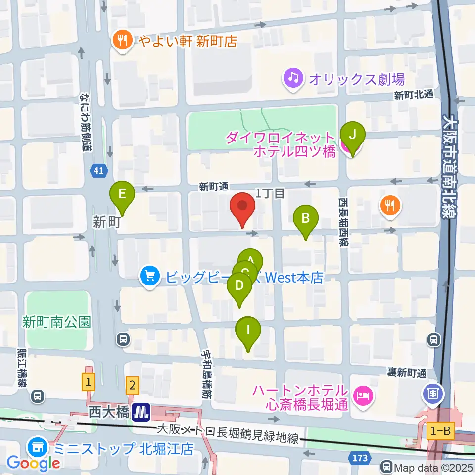 大阪スクールオブミュージック専門学校周辺のホテル一覧地図