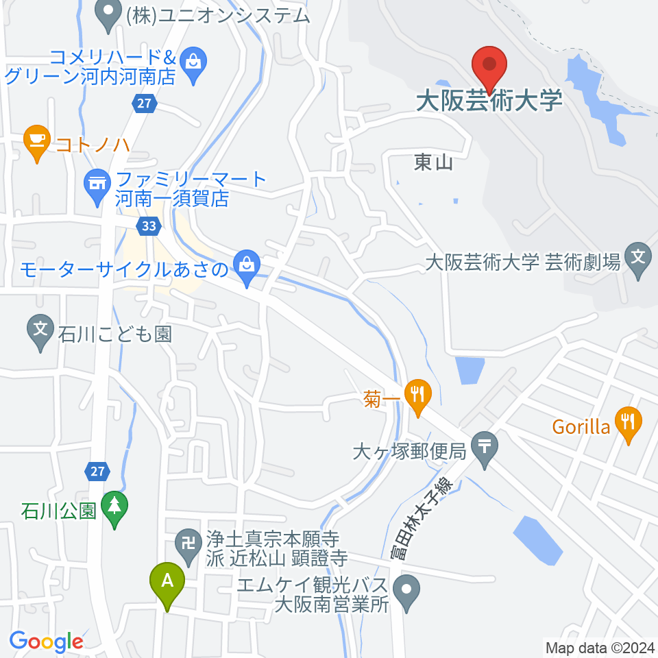 大阪芸術大学周辺のホテル一覧地図