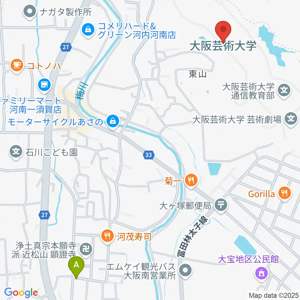 大阪芸術大学周辺のホテル一覧地図