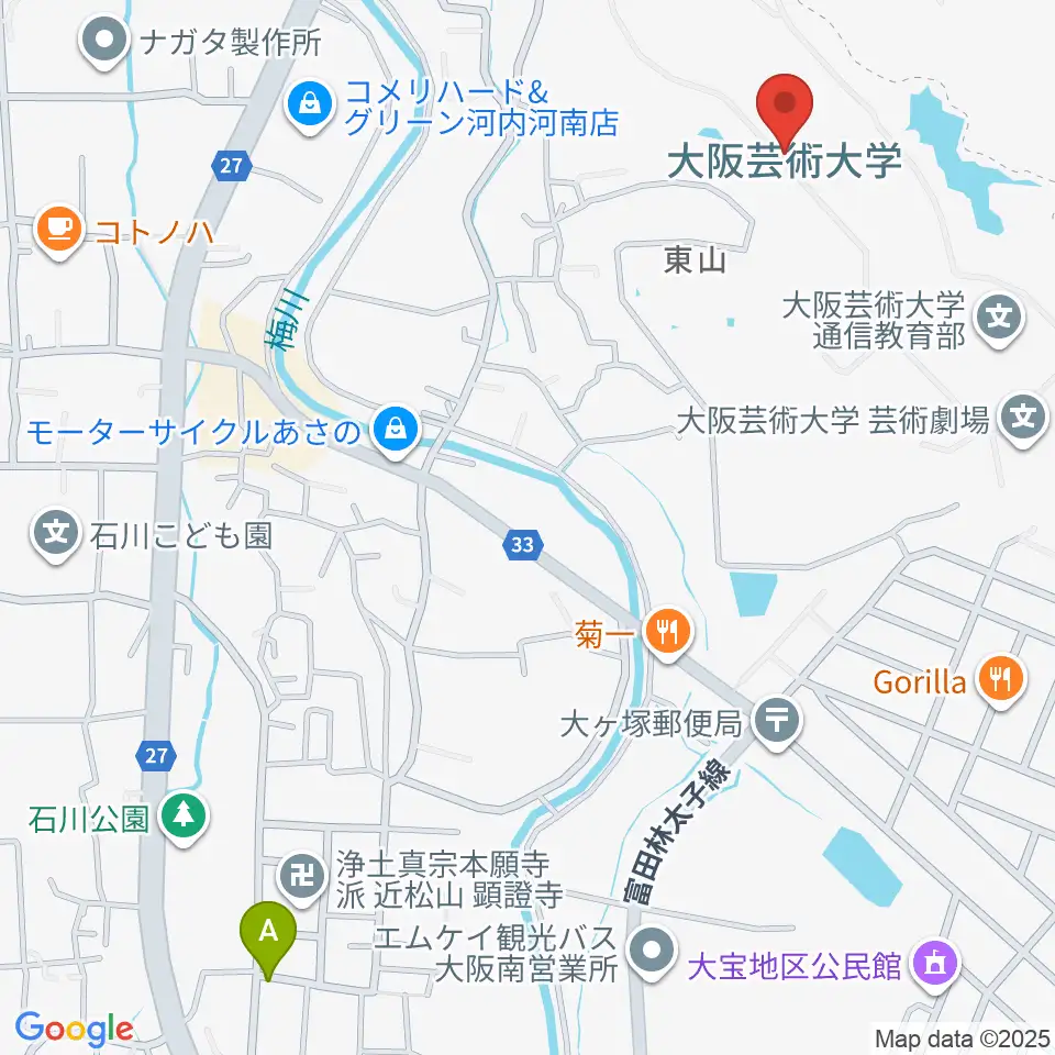 大阪芸術大学周辺のホテル一覧地図