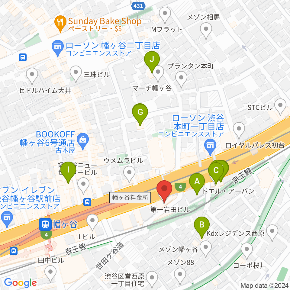 幡ヶ谷リバーススタジオ周辺のホテル一覧地図