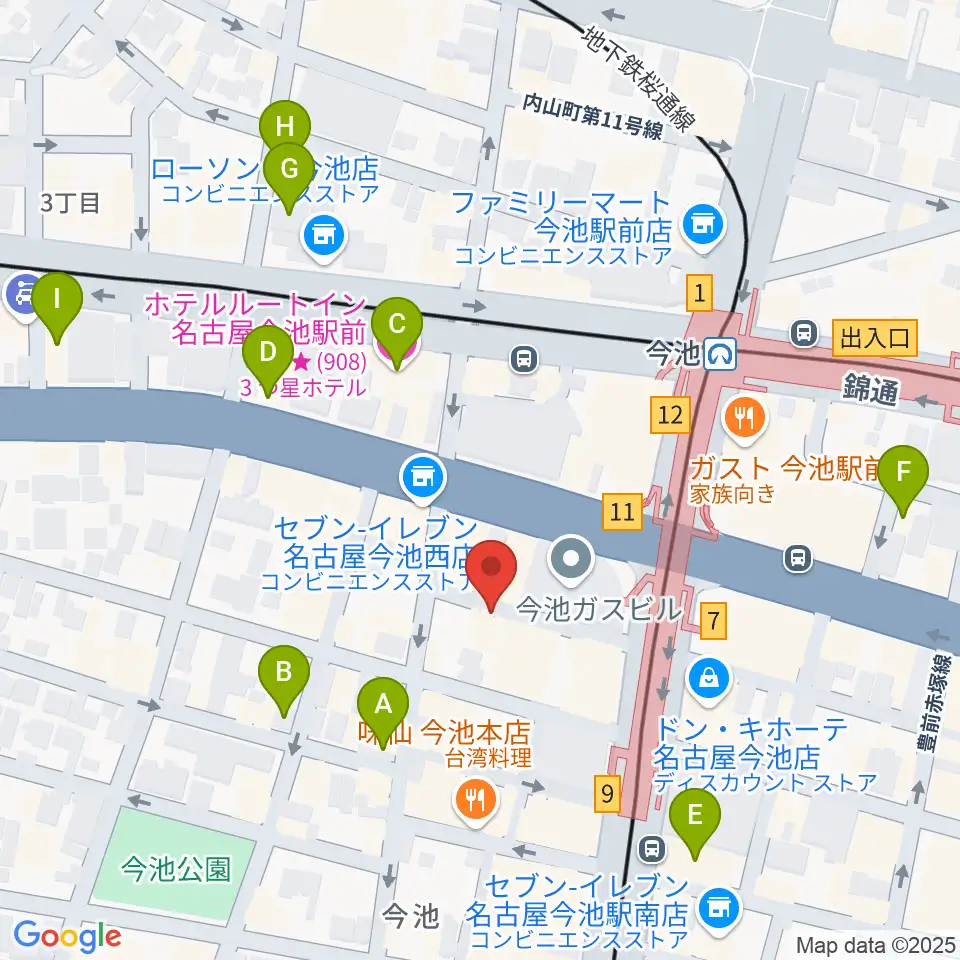 今池バレンタインドライブ周辺のホテル一覧地図
