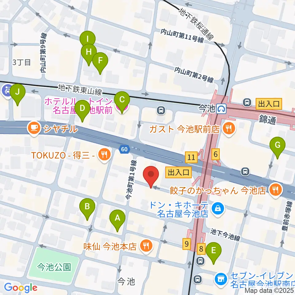 今池バレンタインドライブ周辺のホテル一覧地図