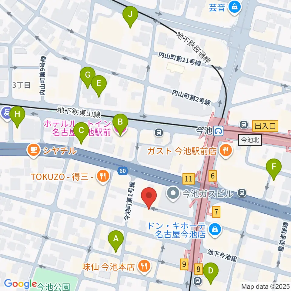 今池バレンタインドライブ周辺のホテル一覧地図
