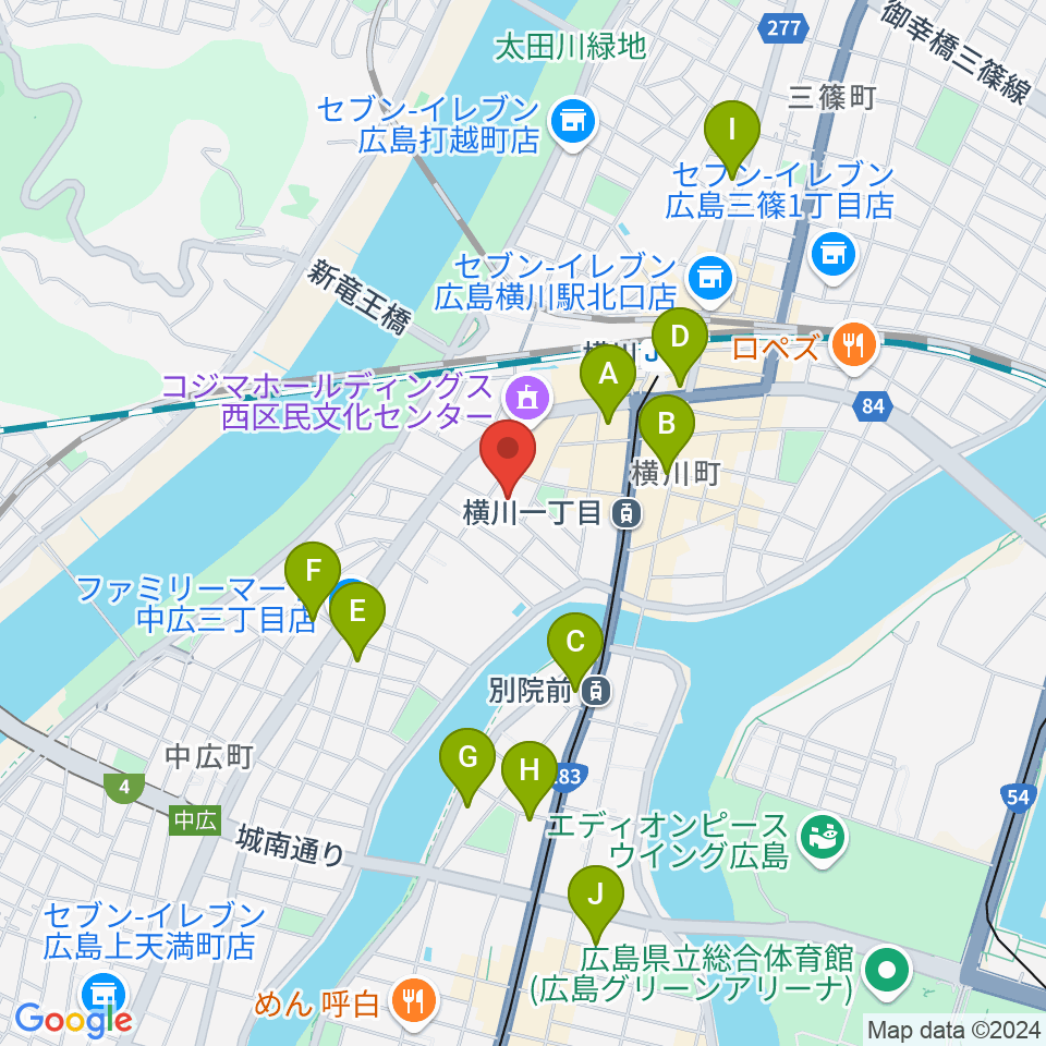 広島コンピュータ専門学校周辺のホテル一覧地図