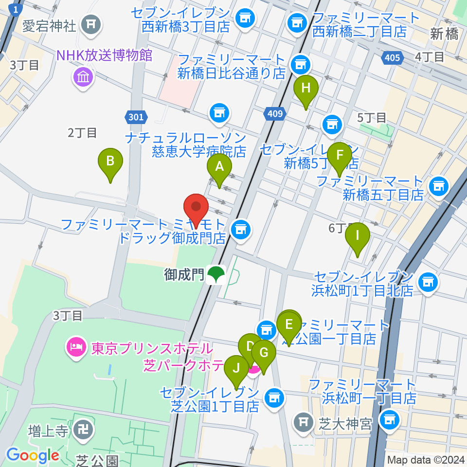 音響芸術専門学校周辺のホテル一覧地図