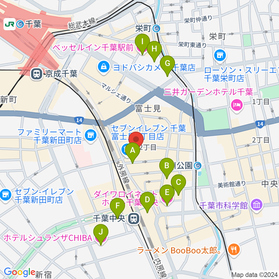 千葉ANGA周辺のホテル一覧地図