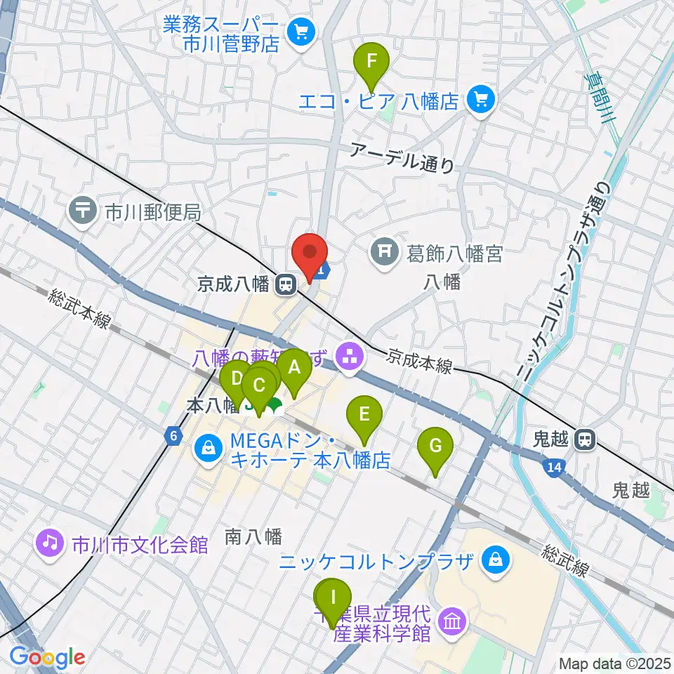 本八幡ルート14周辺のホテル一覧地図