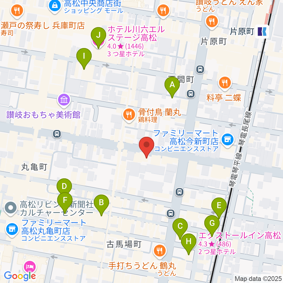 高松スタジオナッシュビル周辺のホテル一覧地図