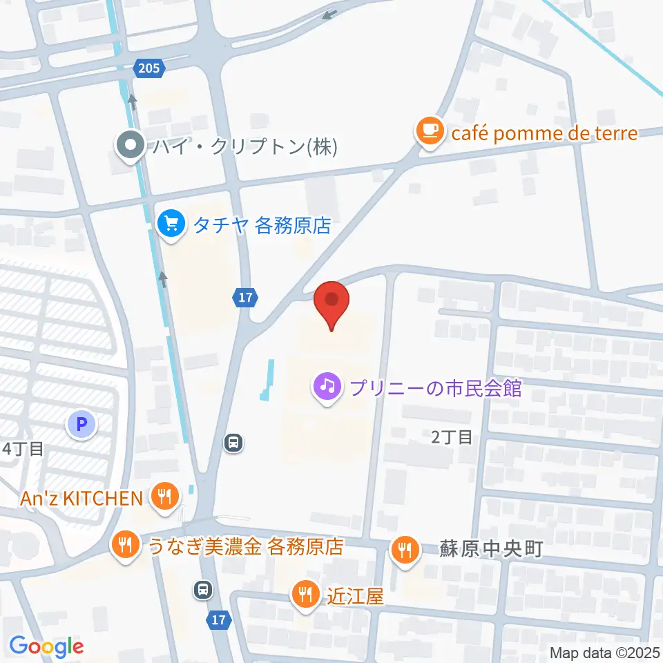 プリニーの文化ホール周辺のホテル一覧地図