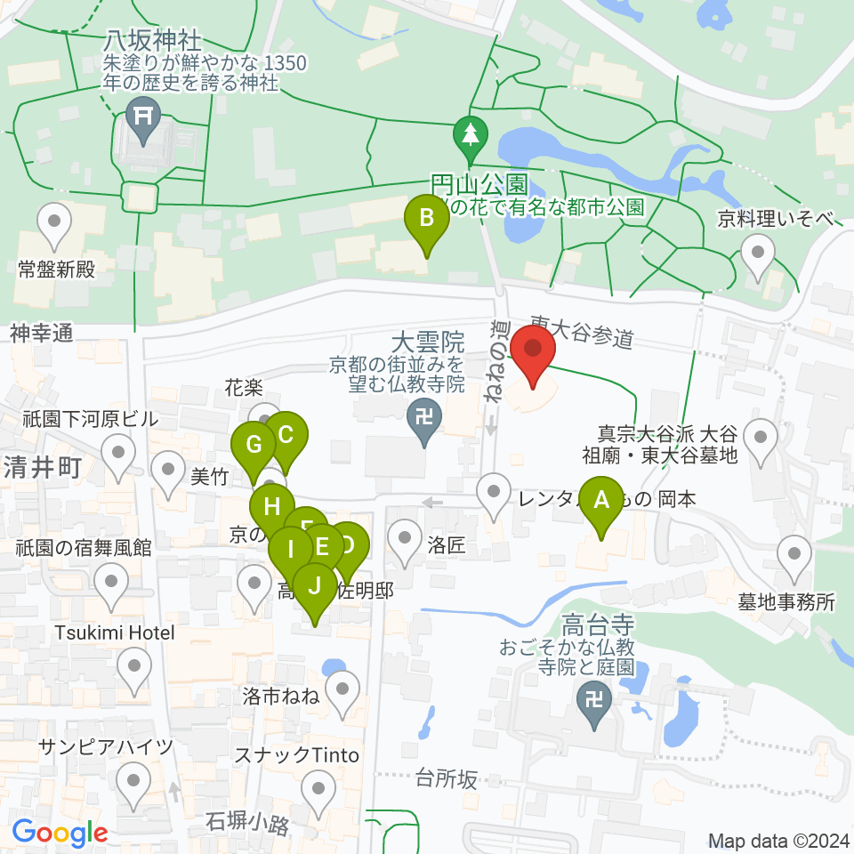 円山公園音楽堂周辺のホテル一覧地図