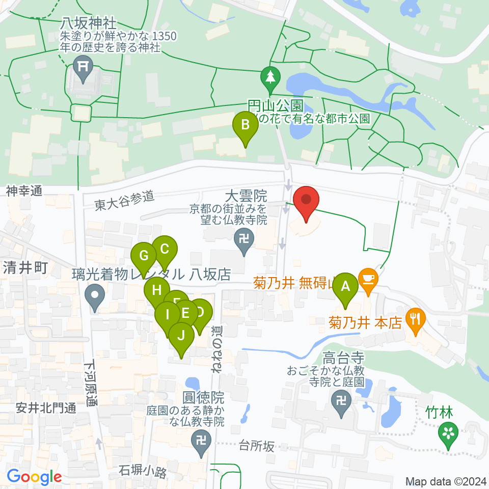 円山公園音楽堂周辺のホテル一覧地図