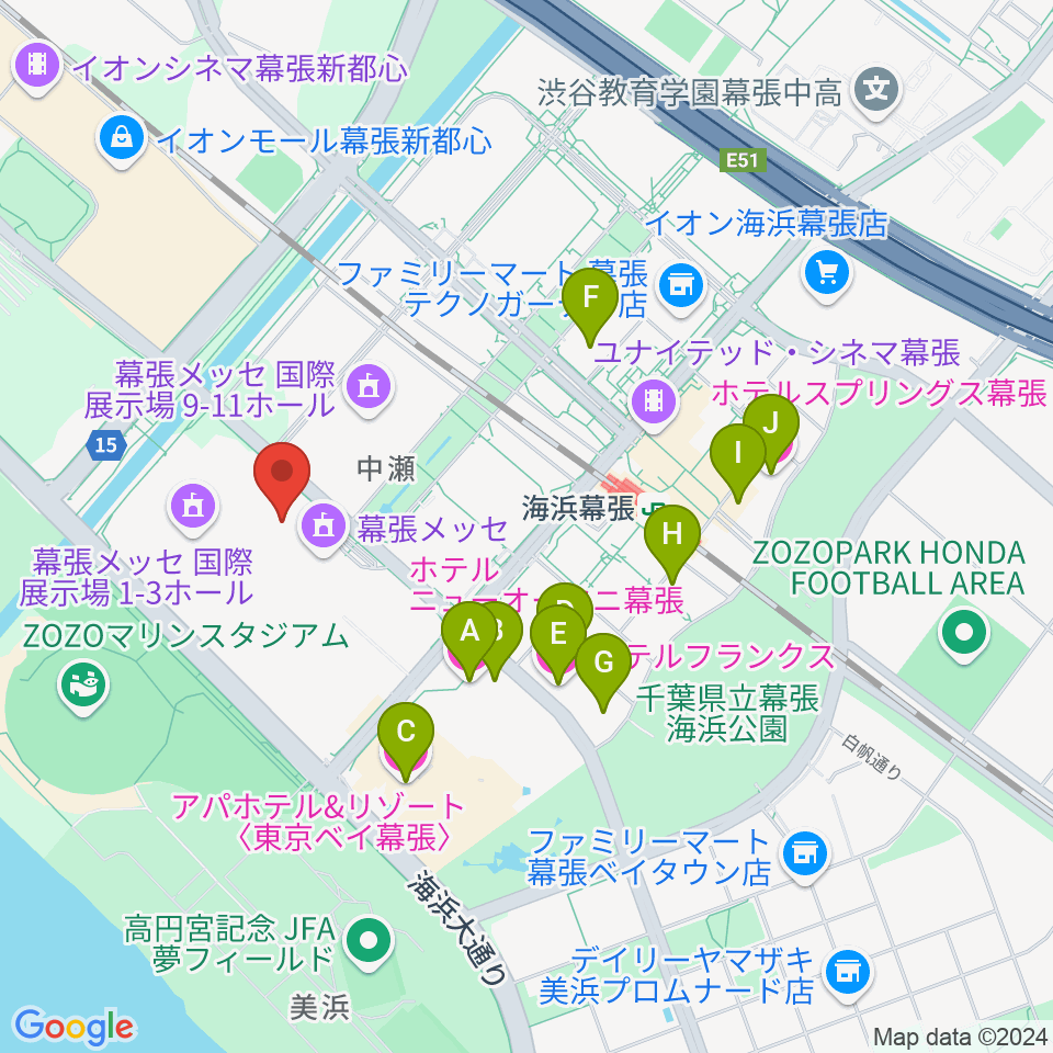 幕張イベントホール周辺のホテル一覧地図