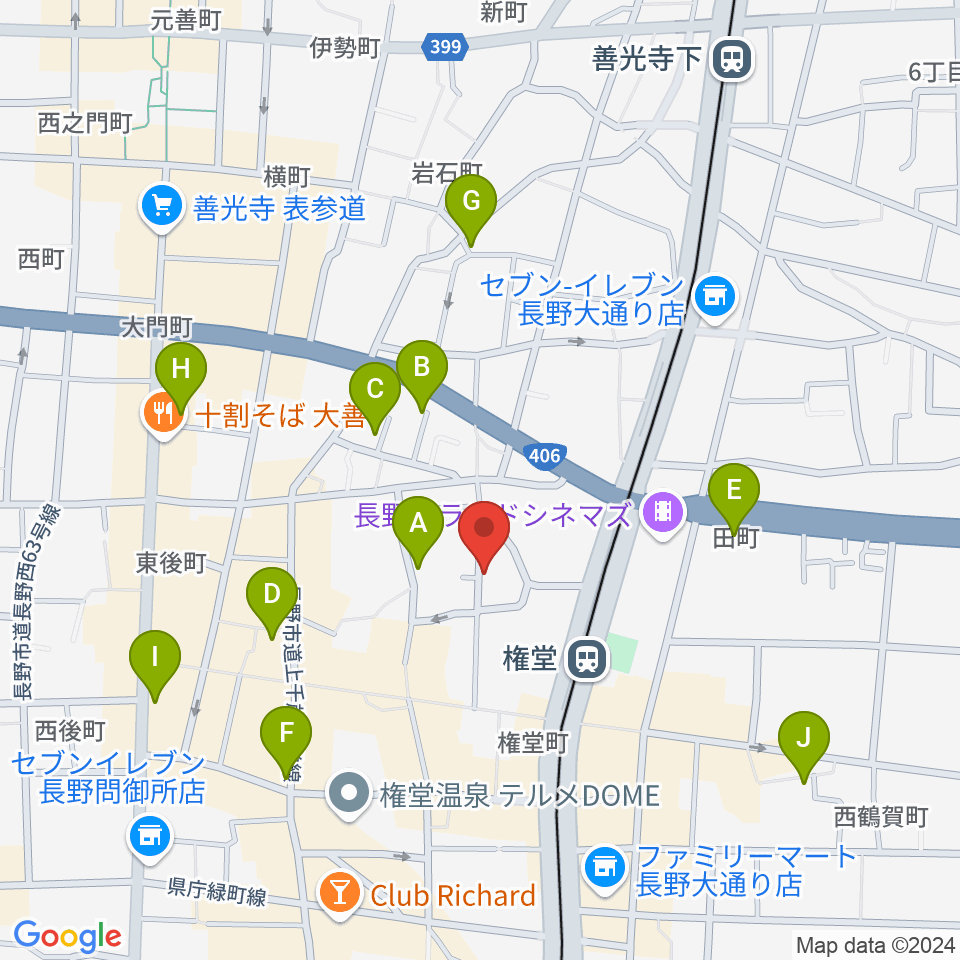 長野ロズベリーカフェ周辺のホテル一覧地図