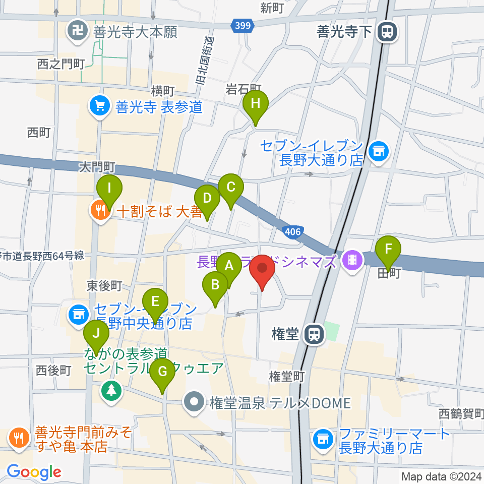 長野ロズベリーカフェ周辺のホテル一覧地図