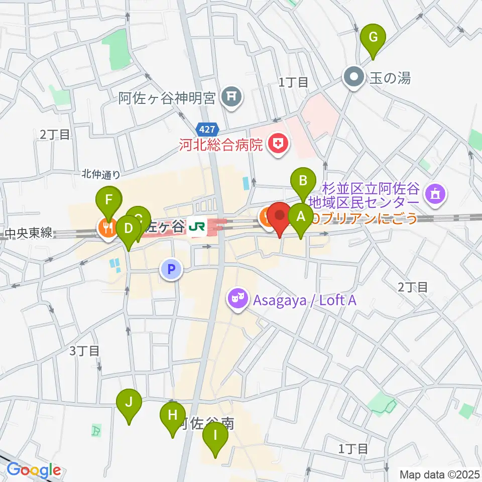 阿佐ヶ谷ハーネス周辺のホテル一覧地図