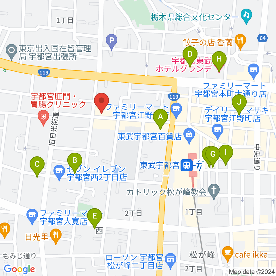 宇都宮HELLO DOLLY周辺のホテル一覧地図