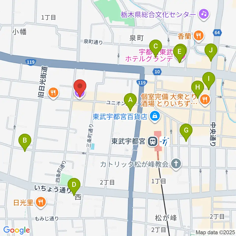 宇都宮HELLO DOLLY周辺のホテル一覧地図