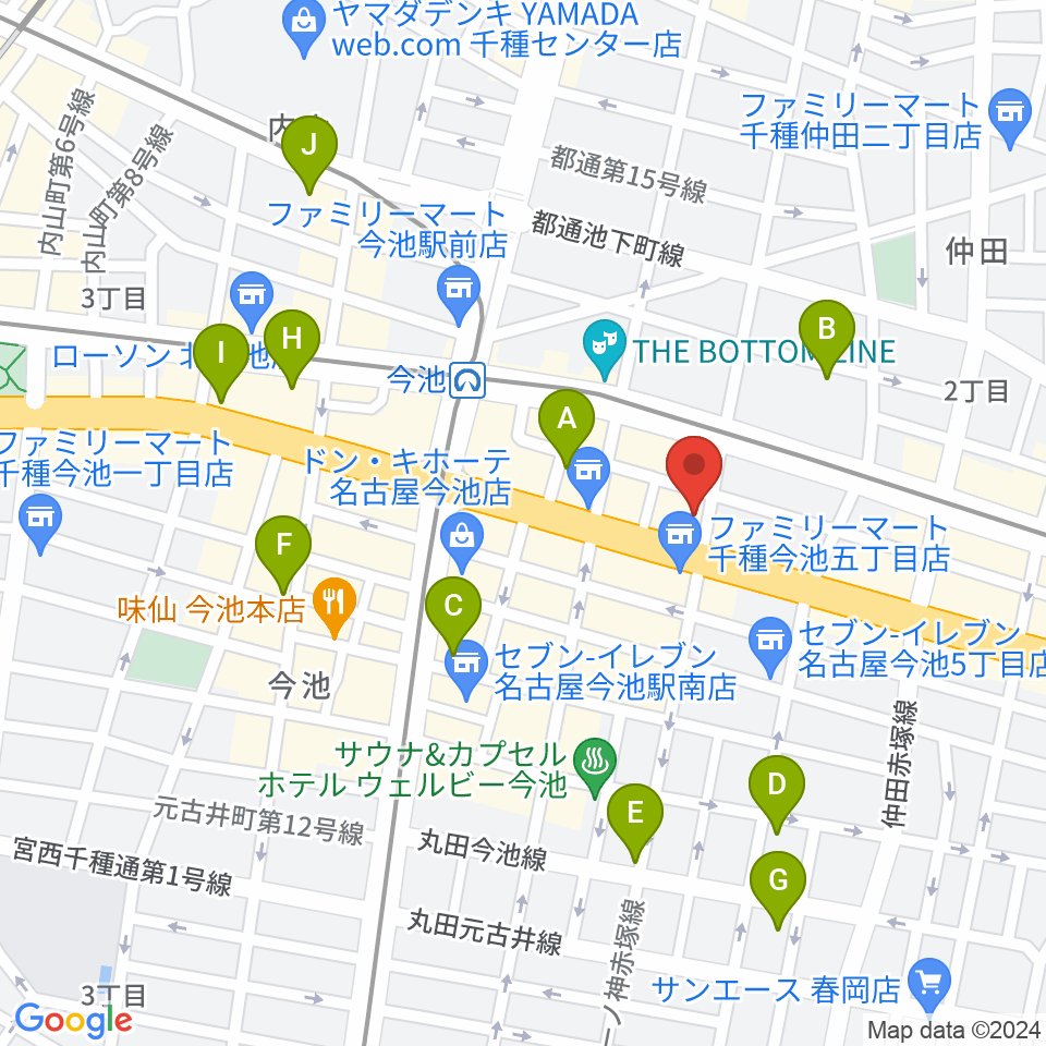 リフレクトスタジオ今池店周辺のホテル一覧地図