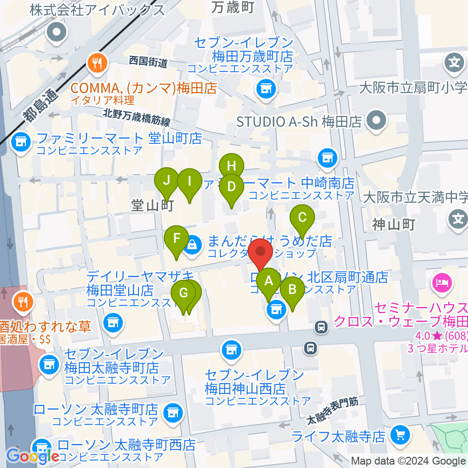 梅田ムジカジャポニカ周辺のホテル一覧地図