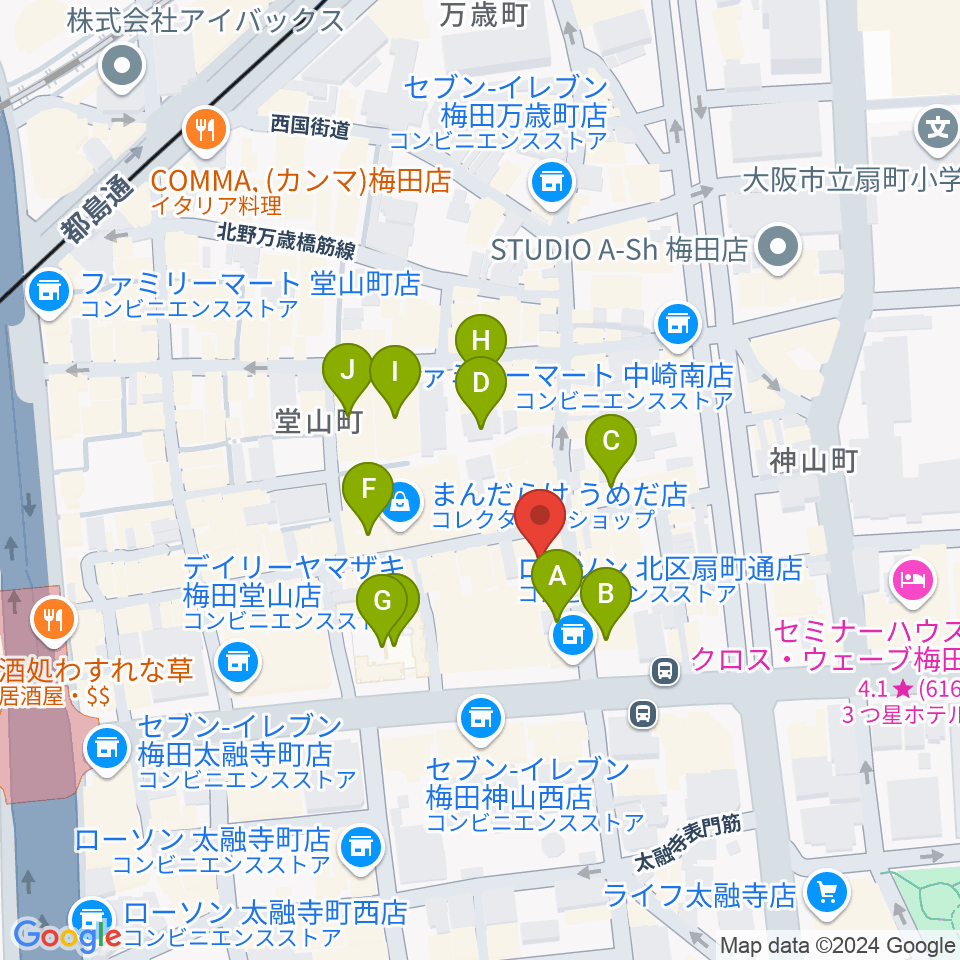 梅田ムジカジャポニカ周辺のホテル一覧地図