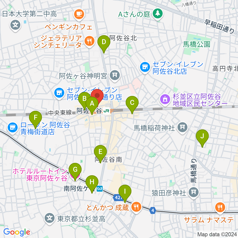 阿佐ヶ谷天周辺のホテル一覧地図