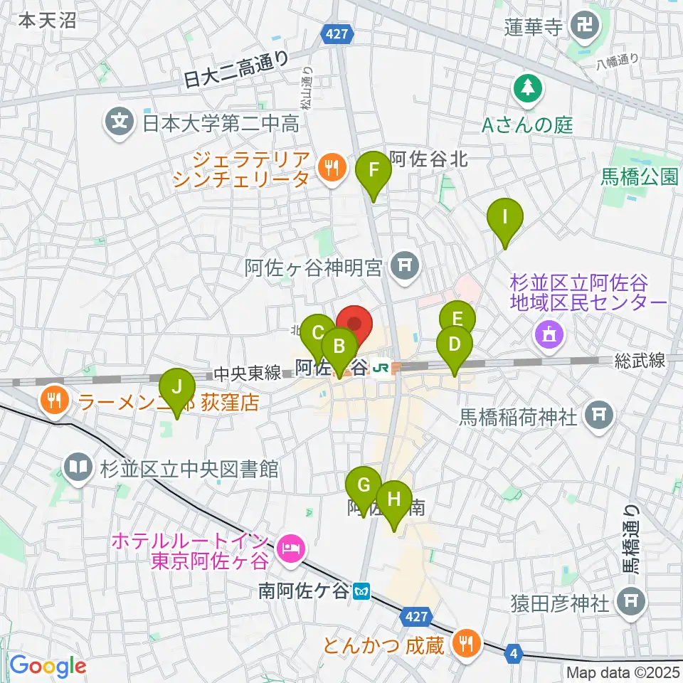 阿佐ヶ谷天周辺のホテル一覧地図