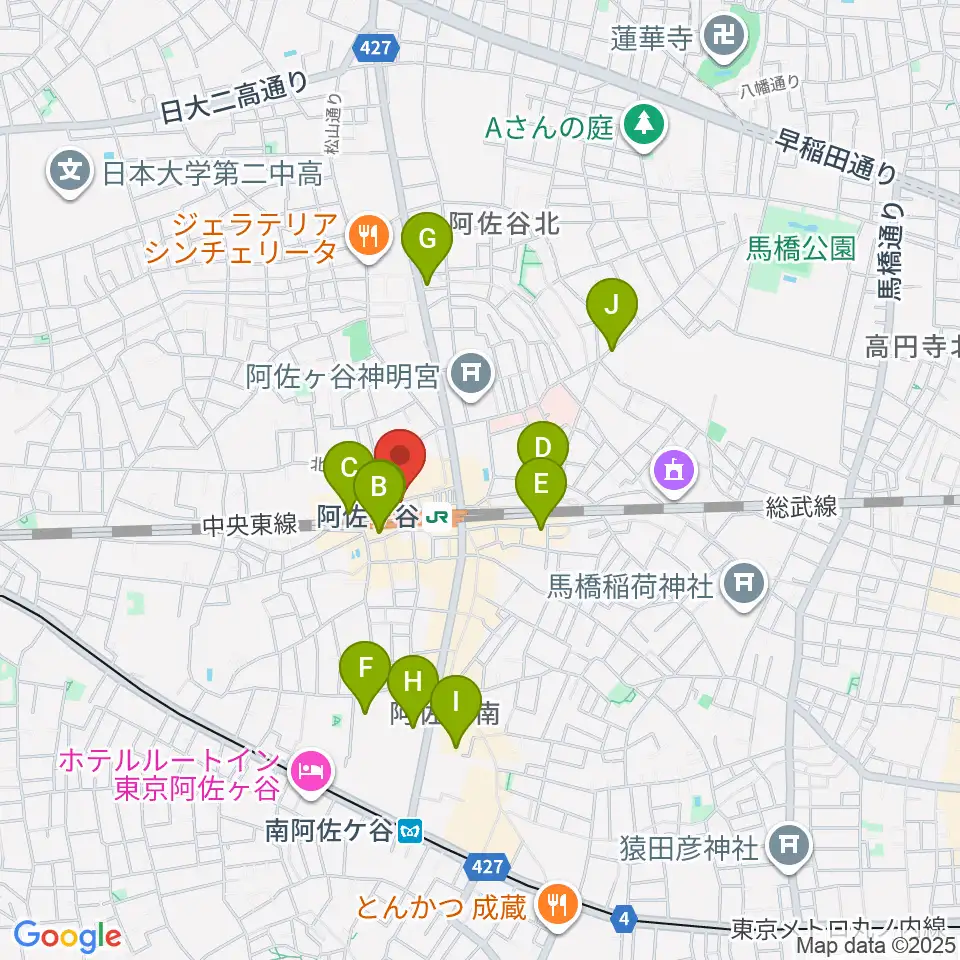 阿佐ヶ谷天周辺のホテル一覧地図