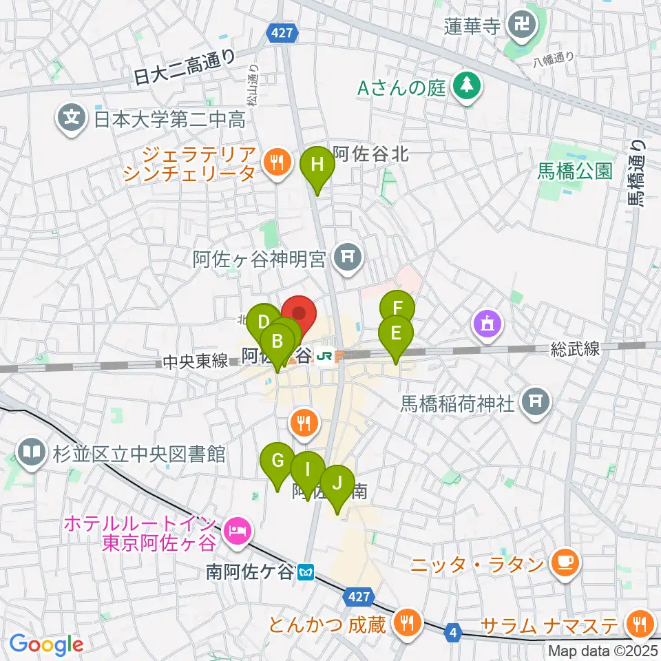 阿佐ヶ谷天周辺のホテル一覧地図