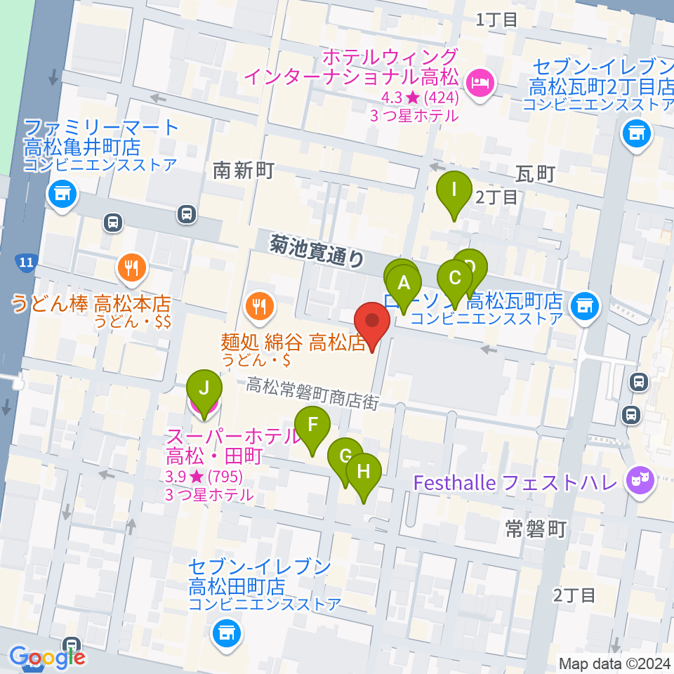 ヒッツギターズ＆ミュージック周辺のホテル一覧地図