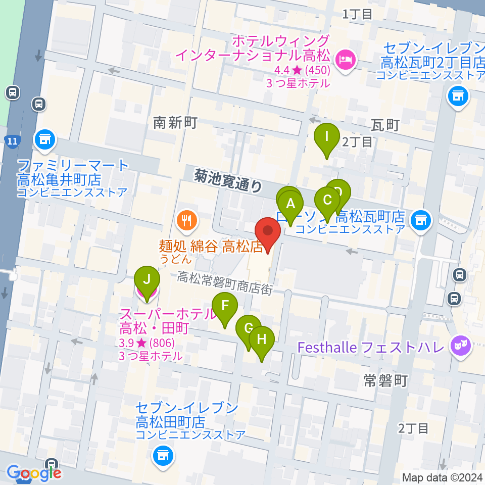 ヒッツギターズ＆ミュージック周辺のホテル一覧地図