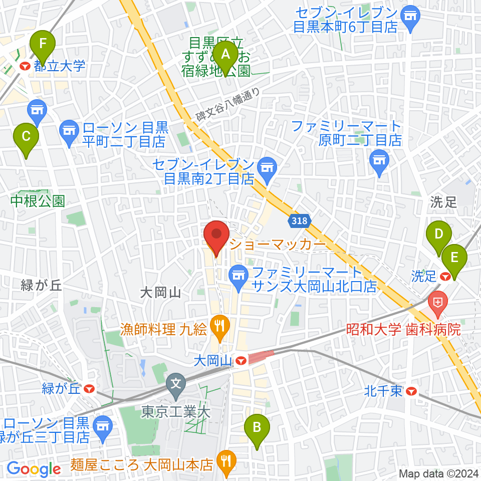 スクランブルスタジオ大岡山周辺のホテル一覧地図