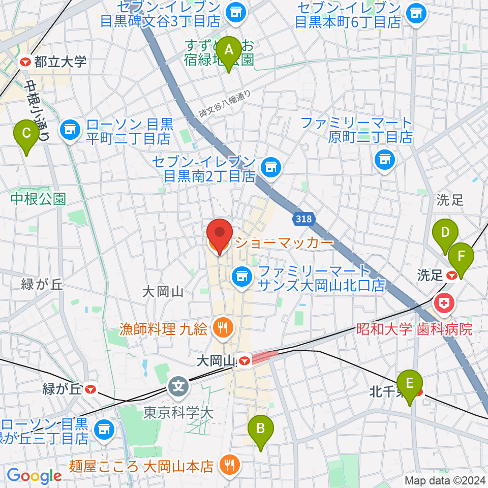 スクランブルスタジオ大岡山周辺のホテル一覧地図