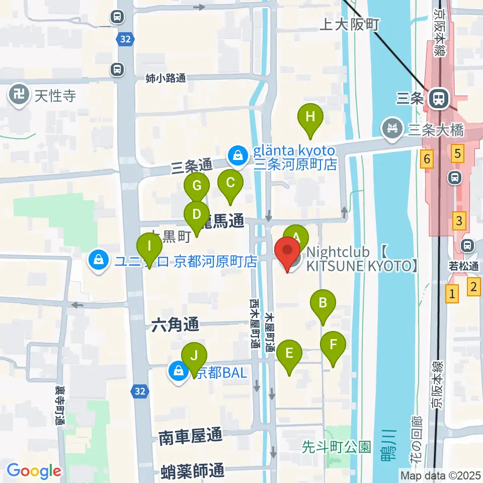 キツネ京都周辺のホテル一覧地図