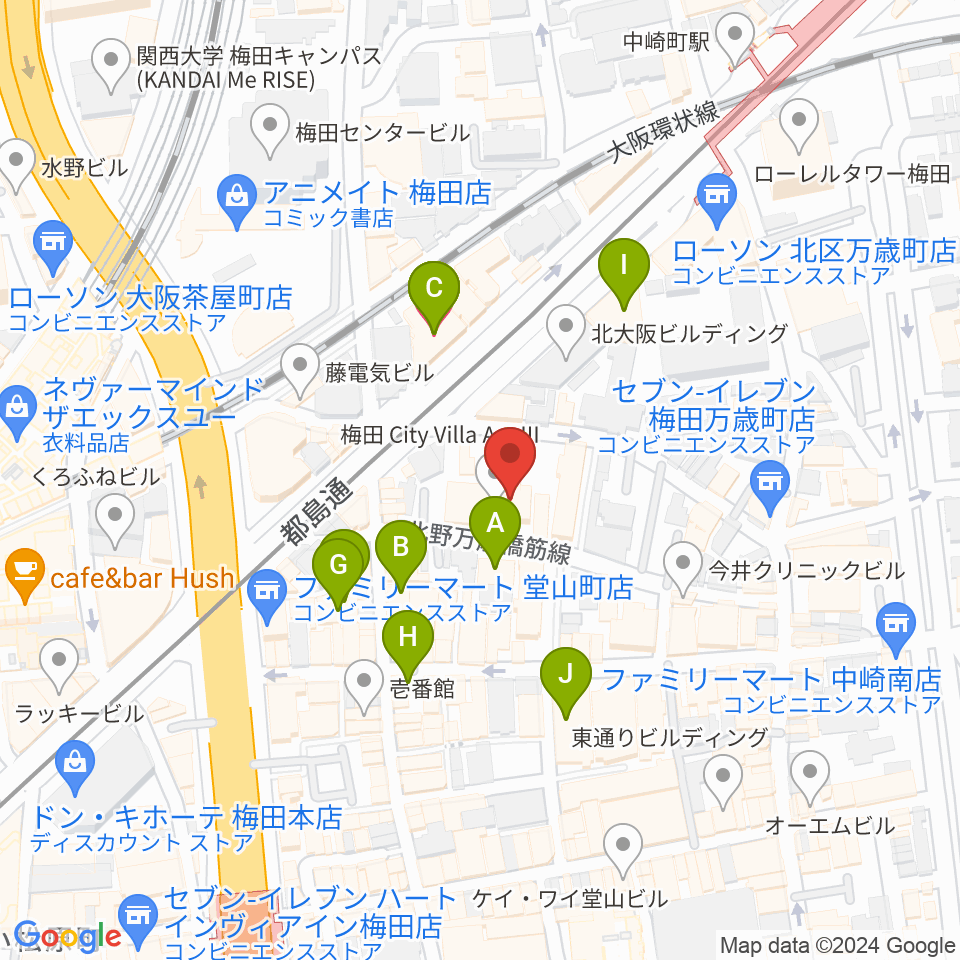 ディスクユニオン大阪店周辺のホテル一覧地図