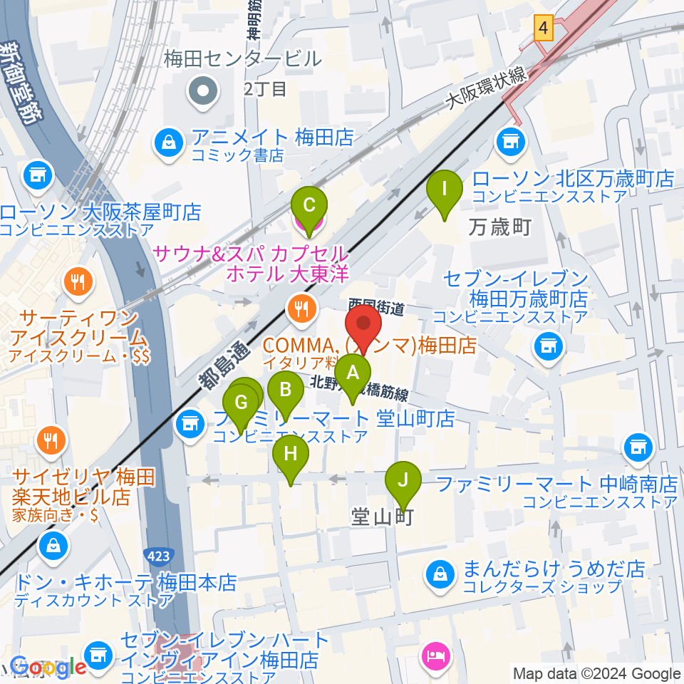 ディスクユニオン大阪店周辺のホテル一覧地図