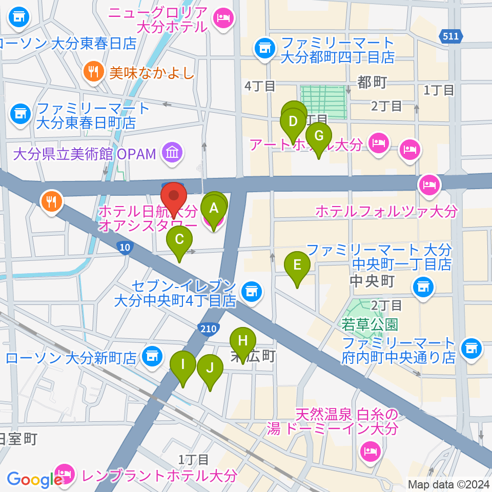 いいちこ総合文化センター練習室周辺のホテル一覧地図