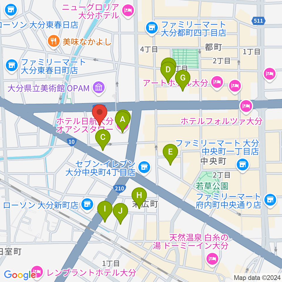 いいちこ総合文化センター練習室周辺のホテル一覧地図