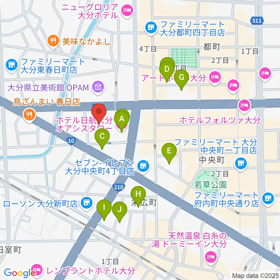 いいちこ総合文化センター練習室周辺のホテル一覧地図
