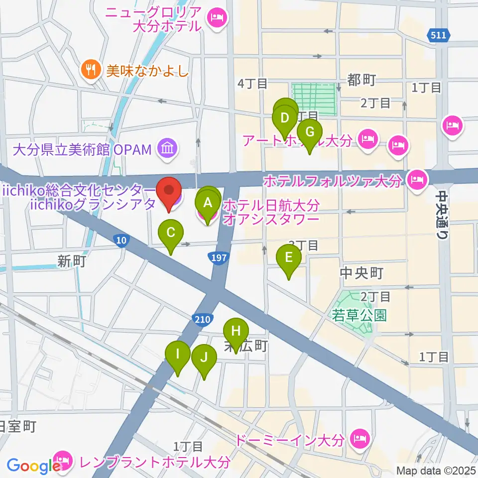 いいちこ総合文化センター練習室周辺のホテル一覧地図