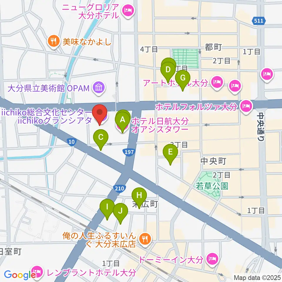 いいちこ総合文化センター練習室周辺のホテル一覧地図
