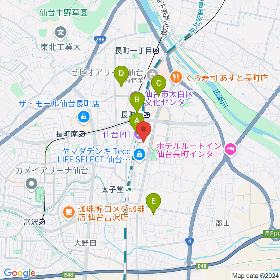 仙台PIT周辺のホテル一覧地図